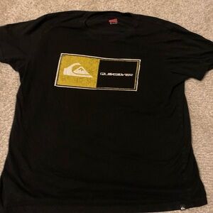 Quiksilver Black and Yellow Graphic Tee